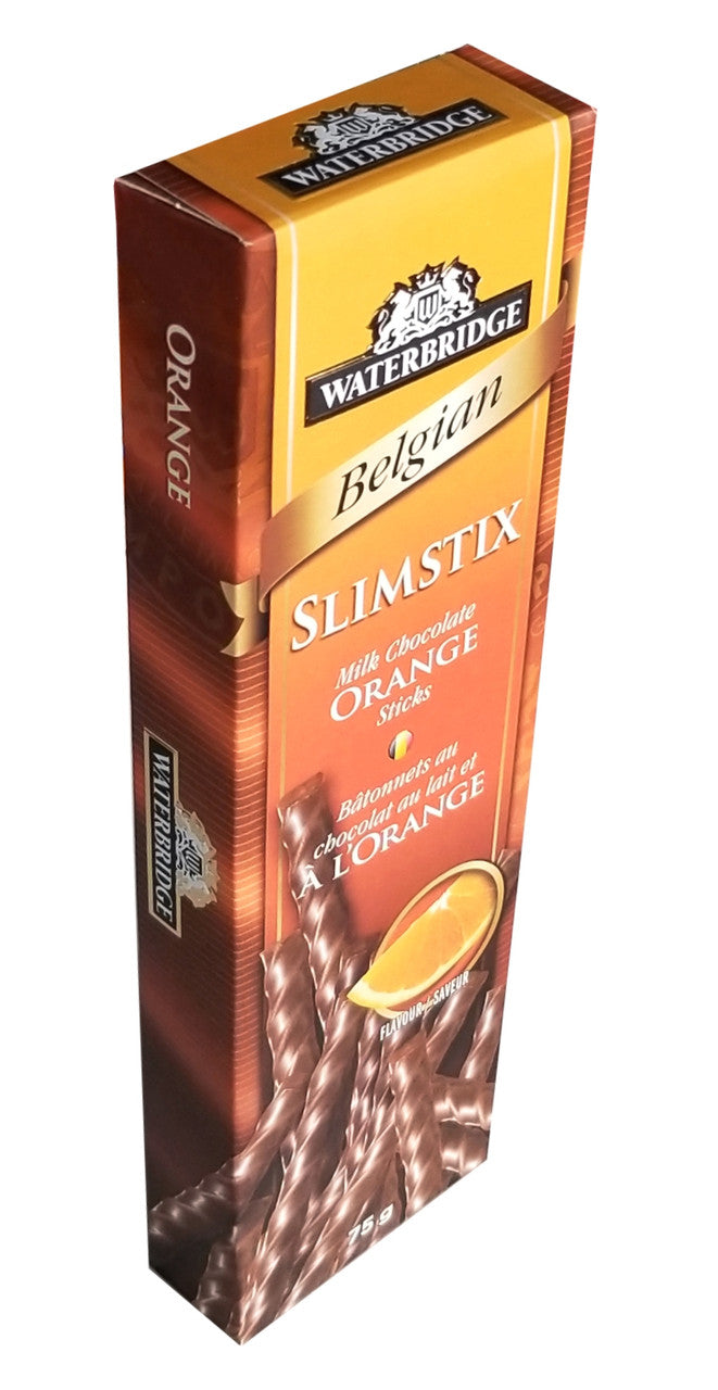 Waterbridge Belgian Slimstix, Milk Chocolate Orange Sticks, 75g/2.6 oz. Box {Imported from Canada}